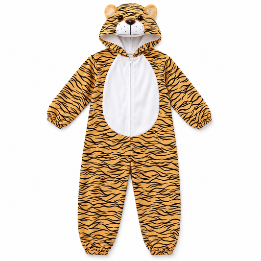 Tiger Hooded Costume – Size S (100–110 cm) || زي نمر بغطاء رأس – مقاس S (100–110 سم)