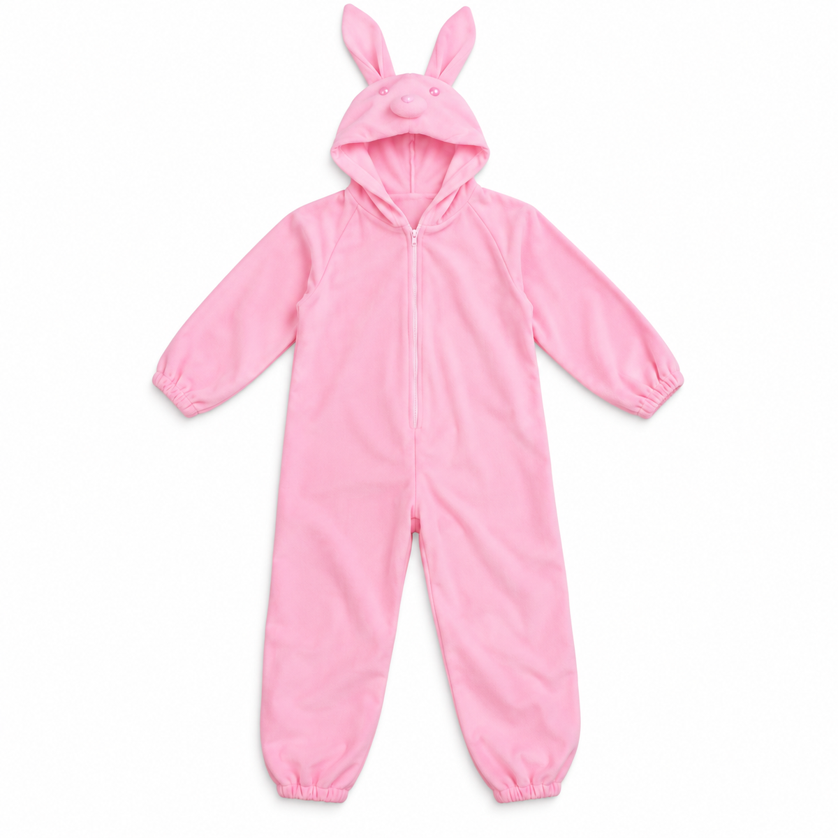 زي أرنب وردي بغطاء رأس – مقاس S (100–110 سم)