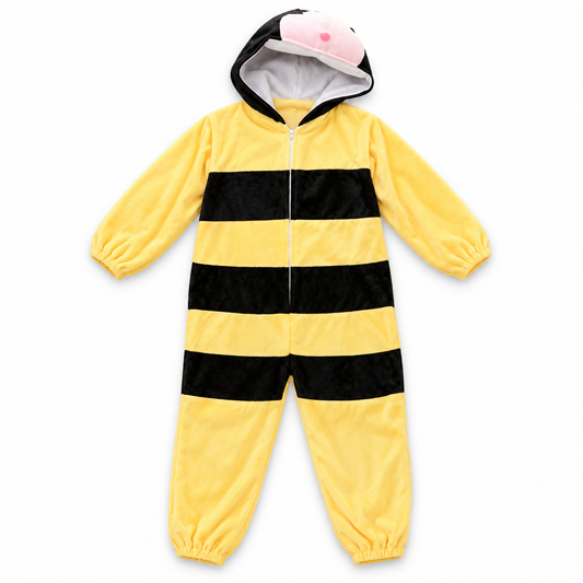 Yellow and Black Bee Hooded Costume – Size S (100–110 cm) || زي نحلة أصفر وأسود بغطاء رأس – مقاس S (100–110 سم)