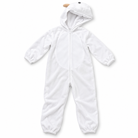 White Goat Hooded Costume – Size S (100–110 cm) || زي ماعز أبيض بغطاء رأس – مقاس S (100–110 سم)