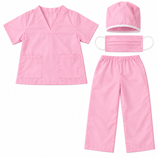Pink Nurse Role-Play Costume Set – Size S (90–110 cm) || طقم زي ممرضة وردي للعب التخيلي – مقاس S (90–110 سم)