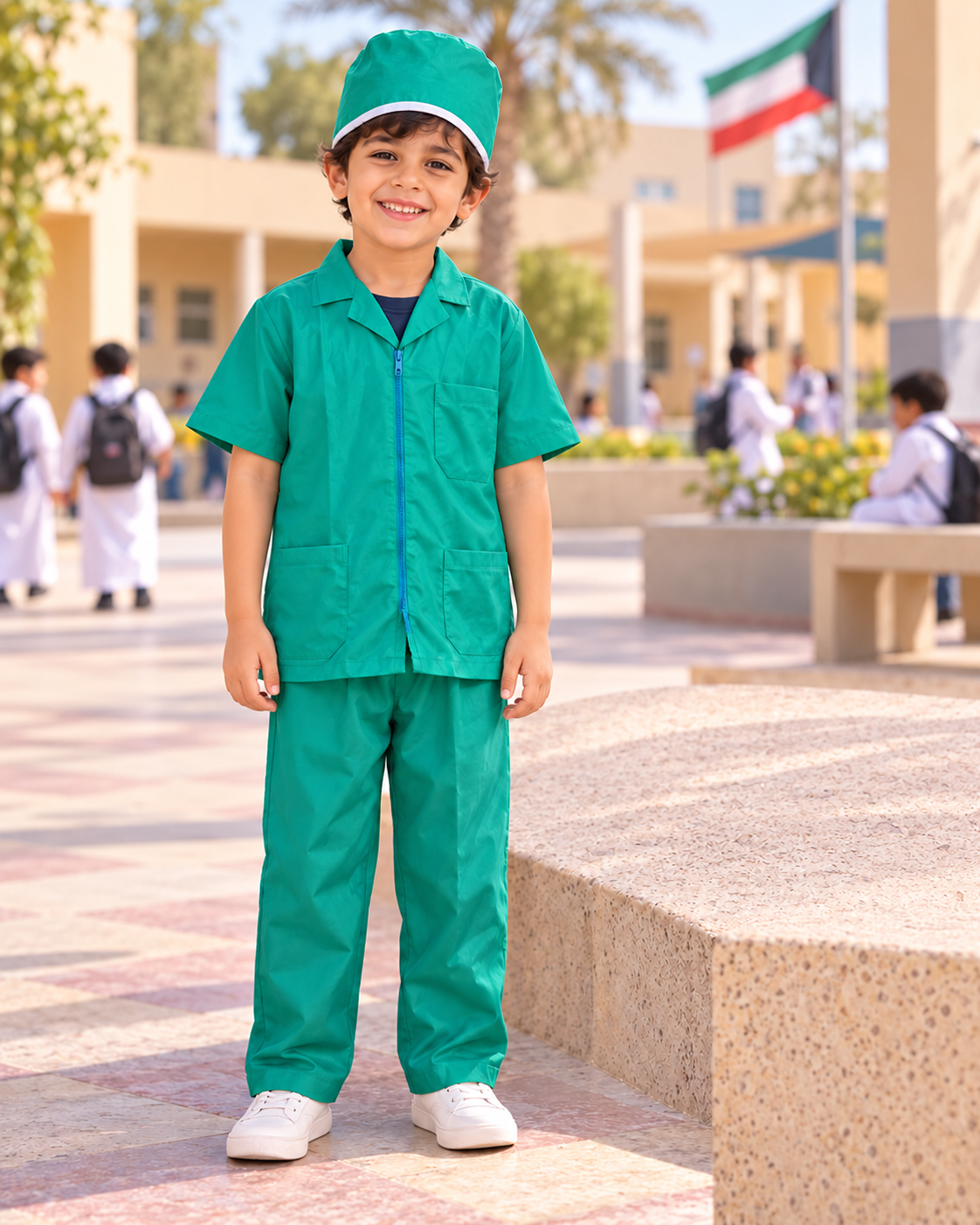Green Surgeon Role-Play Costume Set – Size S (90–110 cm) || طقم زي جرّاح أخضر للعب التخيلي – مقاس S (90–110 سم)