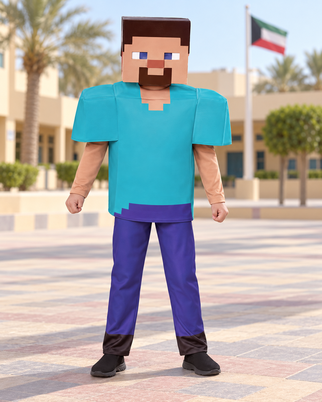 Turquoise Pixel Adventurer Costume Set – Size S (110–120 cm) || طقم زي مغامر بكسل تركوازي – مقاس S (110–120 سم)