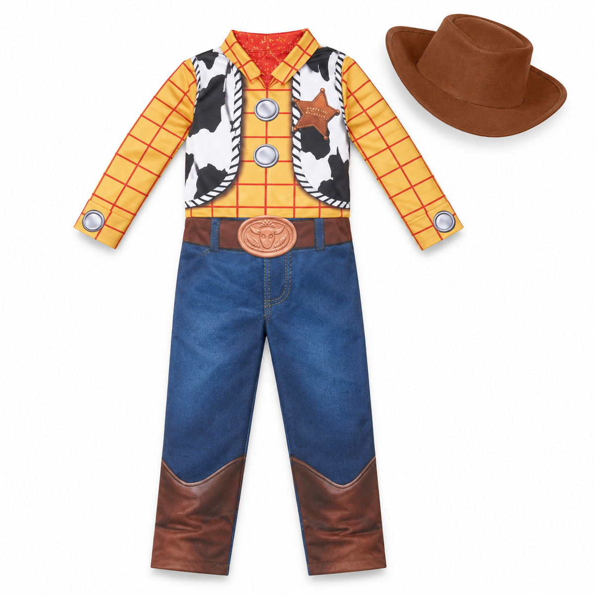 Cowboy Costume with Printed Vest and Hat – Size S (100–110 cm) || زي راعي البقر مع صديري مطبوع وقبعة – مقاس S (100–110 سم)