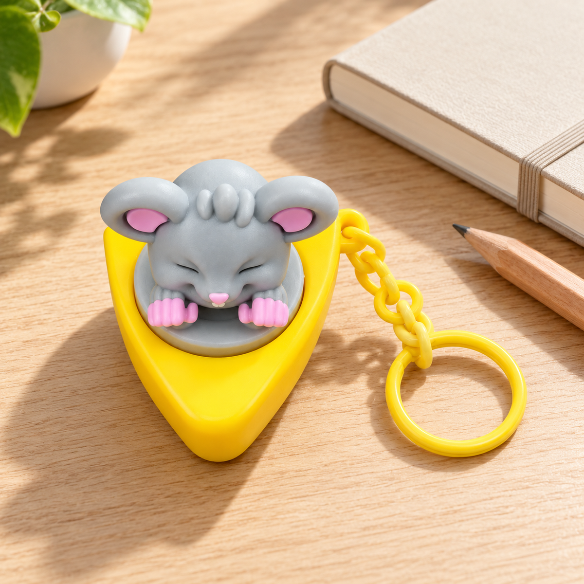 Mouse & Cheese Fidget Clicker Keychain || ميدالية فيجت كليكر فأر مع جبن