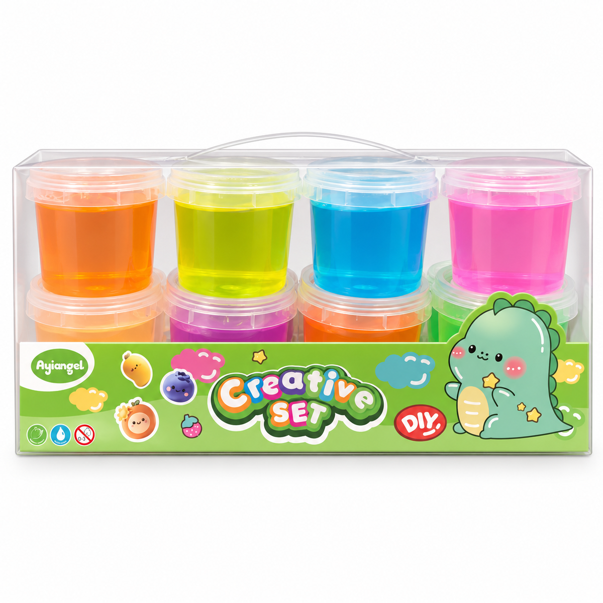 Ayiangel Creative Jelly Slime Set 8 Cups – Dinosaur || مجموعة سلايم جيلي Ayiangel من 8 علب – ديناصور