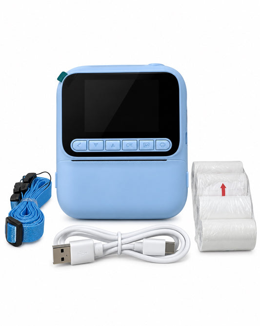 Colored Picture Camera Blue with matching strap, USB cable and paper rolls