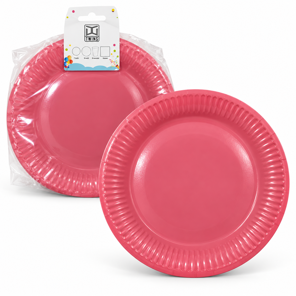 TWINS Pink Party Plates – Large || أطباق حفلات وردية – كبير