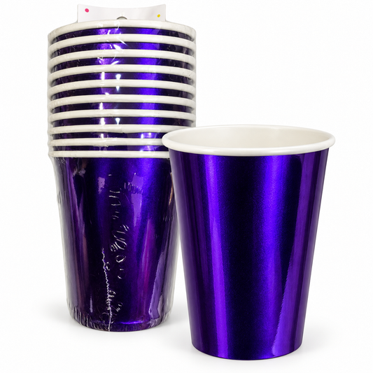Purple Metallic Paper Party Cups || أكواب ورقية للحفلات بنفسجي لامع