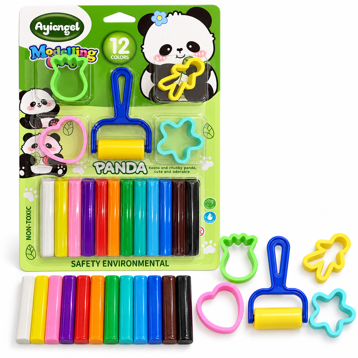Ayiangel Panda Modelling Clay 12 Colours with Tools || صلصال تشكيل أيانجل باندا 12 لون مع أدوات
