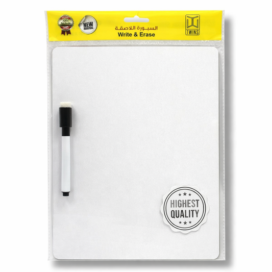 A&T Sticky Whiteboard Plain White || سبورة لاصقة لون ابيض سادة اي اند تي مع قلم صبورة