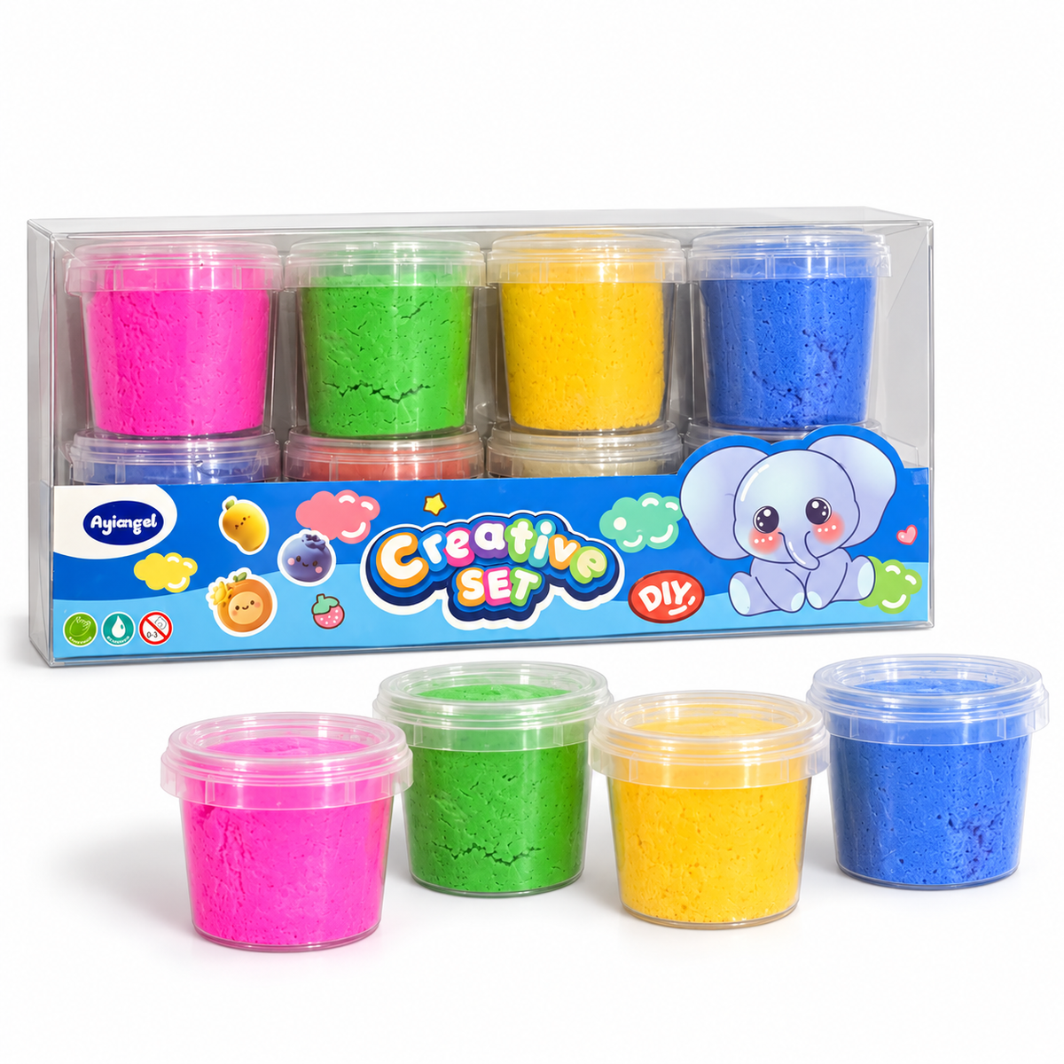 Ayiangel Creative Modelling Set 8 Cups – Elephant || مجموعة تشكيل إبداعية Ayiangel من 8 علب – فيل