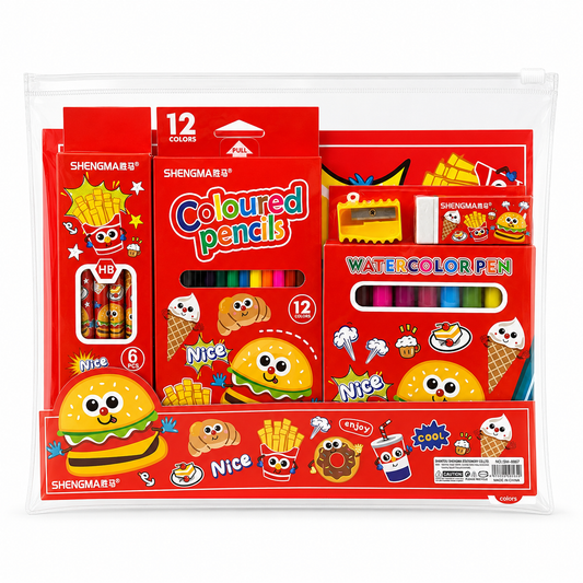 A&T Packages 32-piece stationery set Burger || مجموعة قرطاسية اطلس 32 قطعة البرجر