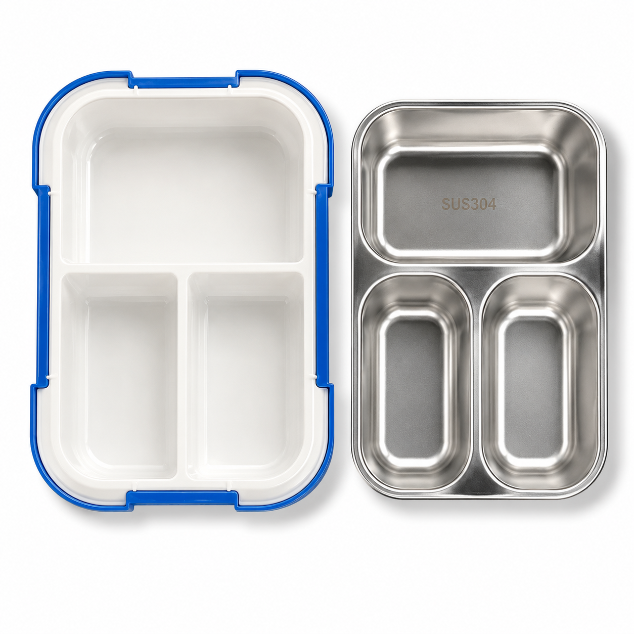 Lunch Box Stainless Steel 3 Section Blue || لانش بوكس ستيل 3 اقسام ازرق