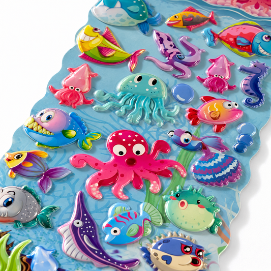 A&T Embossed Stickers Sea Life #1 || ستيكرات بارزة اي اند تي الحياة البحرية #1
