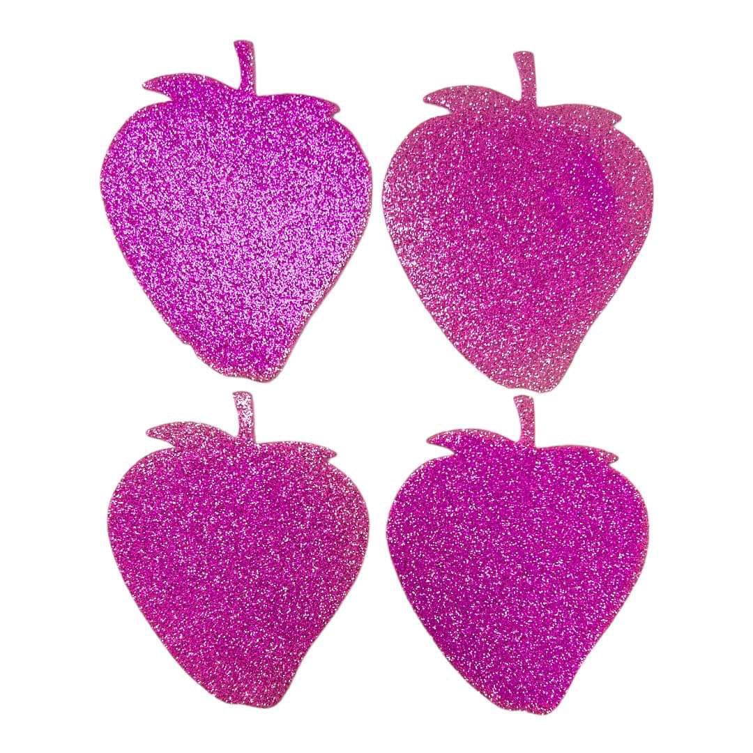 Strawberry Sticky Glitter Foam 4 Pack Pink Color || فراولة فوم زري لاصق لون وردي باكيت ٤ حبة