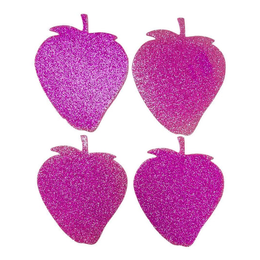 Strawberry Sticky Glitter Foam 4 Pack Pink Color || فراولة فوم زري لاصق لون وردي باكيت ٤ حبة