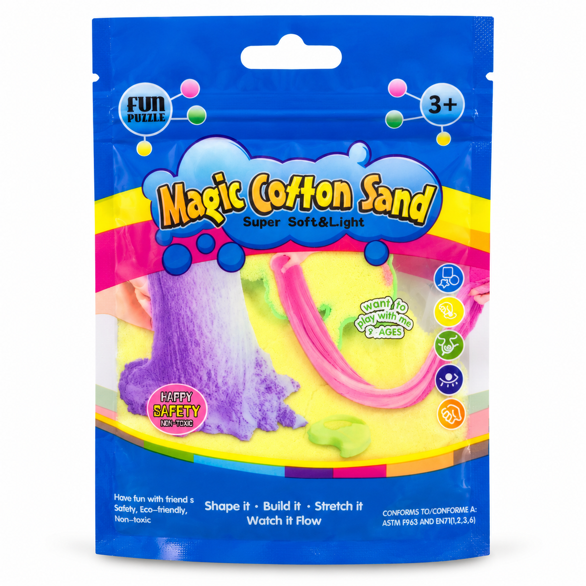 Magic Cotton Sand Blue Header Yellow Contents || رمل قطني سحري - غلاف أزرق ومحتوى أصفر