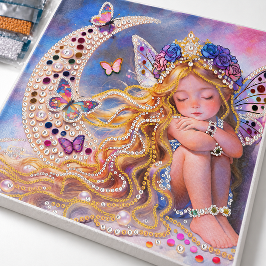 DIY Rhinestone Canvas Activity 30 x 30 cm - Sleeping Fairy || تزيين كانفاس بالكريستال 30 × 30 سم - جنية نائمة