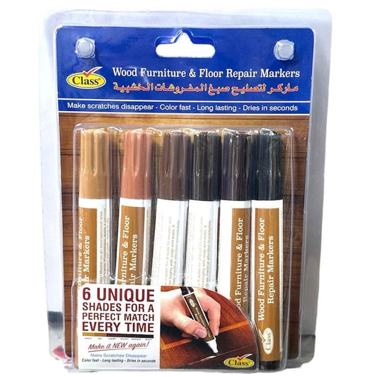 Class Wood Furniture & Floor Repair Markers 6 Colors || ماركر لتصليح صبغ المفروشات الخشبية ٦ لون