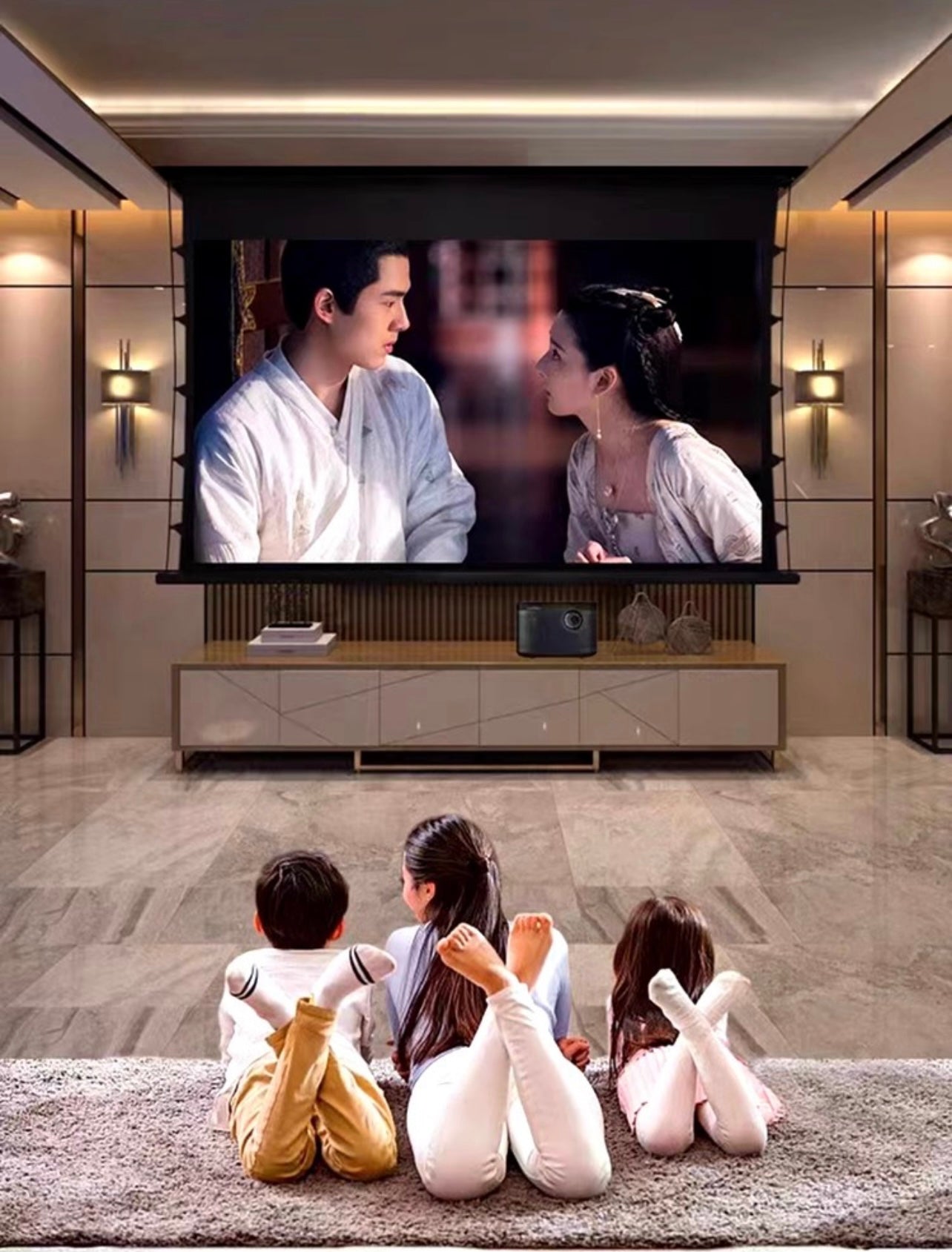 SMQ ALR Electric Tab Tension Projector Screen with RF and remote 100" || اس ام كيو شاشة عرض( ALR) ضد الضوء الكهربائية مع ريموت (100 بوصة)