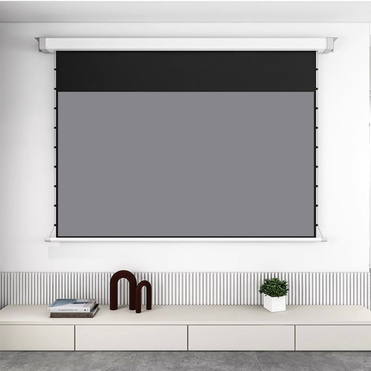 SMQ ALR Electric Tab Tension Projector Screen with RF and remote 100" || اس ام كيو شاشة عرض( ALR) ضد الضوء الكهربائية مع ريموت (100 بوصة)