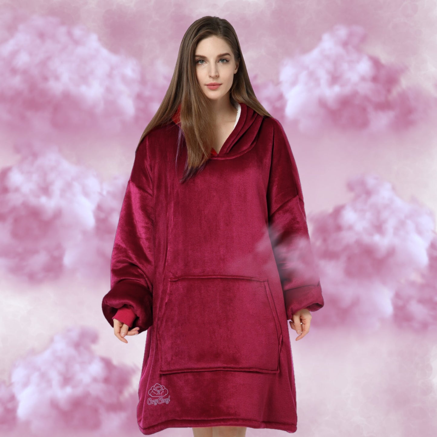 Cozy Cloud Hoodie Fleece Interior Autumn Burgundy || هودي كوزي كلاود مبطن من الداخل لون عنابي