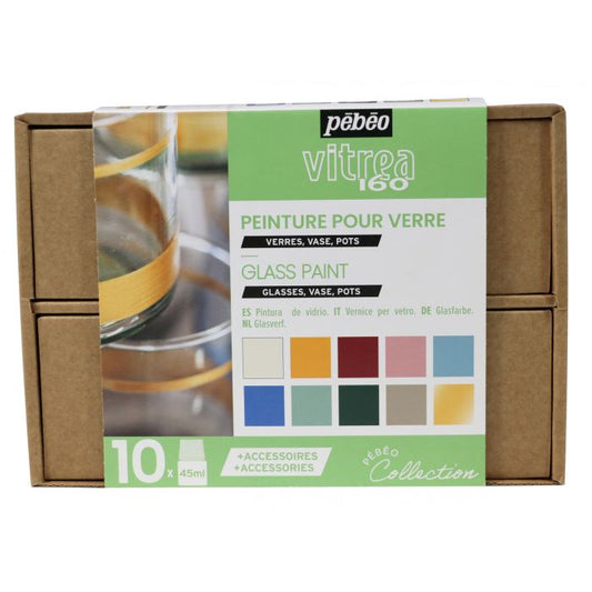 Pebeo Vitrea Collection Box 10 Glass Colors || الوان زجاج فيترا من بيبيو 10 لون مع الادوات
