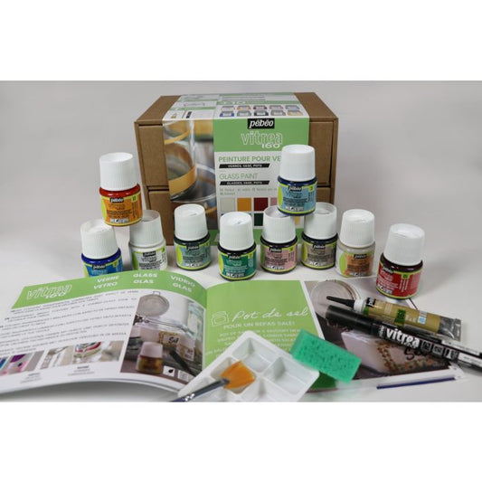 Pebeo Vitrea Collection Box 10 Glass Colors || الوان زجاج فيترا من بيبيو 10 لون مع الادوات