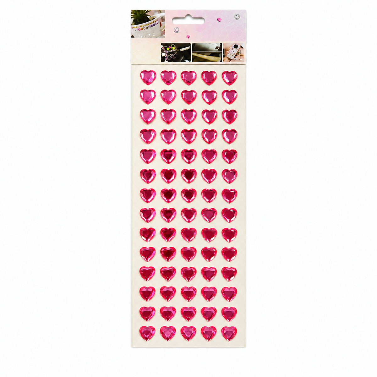 Crystal Sticker Sheet - Hearts - Pink || ورقة ستيكر كريستال - قلوب - وردي