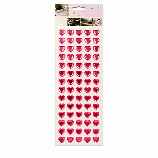 Crystal Sticker Sheet - Hearts - Pink || ورقة ستيكر كريستال - قلوب - وردي