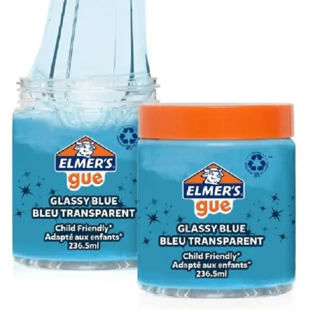 Elmers Gue Glassy Clear Transparent Slime 236 ml Blue || سلايم المرز شفاف 236 مل امن للاطفال ازرق