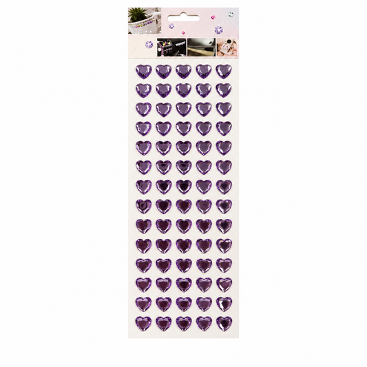 Crystal Sticker Sheet - Hearts - Purple || ورقة ستيكر كريستال - قلوب - بنفسجي
