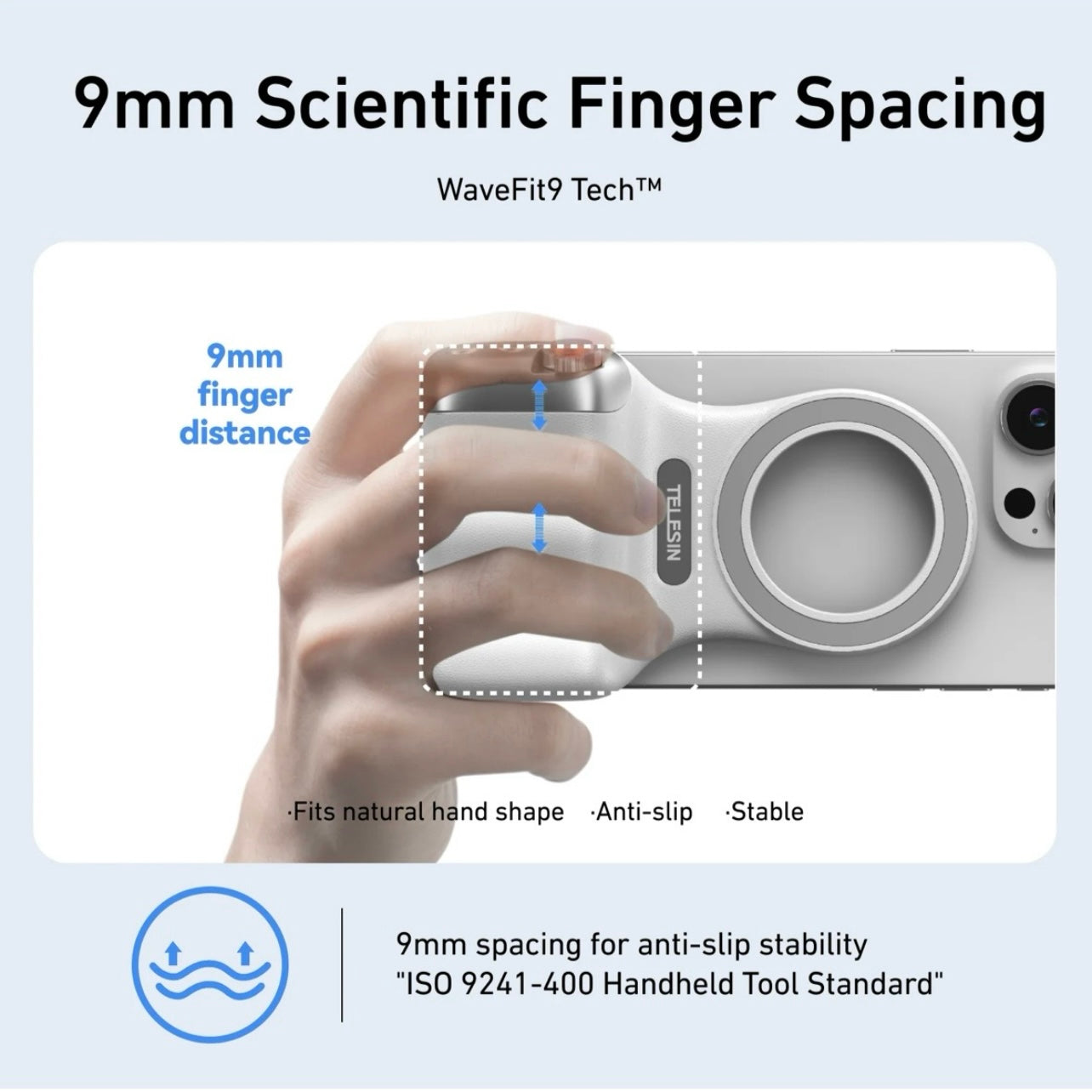 SMQ Magnetic Phone Camera Handle Grip – Model P1 MP 10 مقبض كاميرا للهاتف بتقنية التثبيت المغناطيسي من TELESIN SMQ– الموديل P1 MP 10