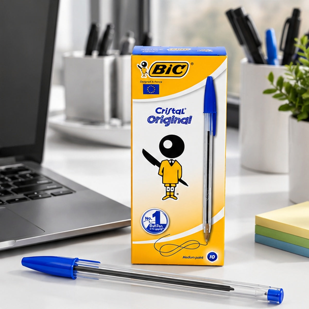 باكيت ١٠ أقلام حبر BIC Cristal Original أزرق 1.0 مم