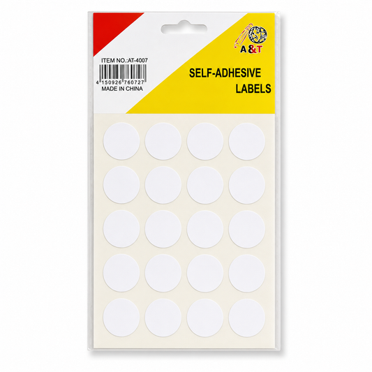 A&T Round White Sticker Pack 200 Stickers || ستيكرات اي اند تي دائرية عدد 200 ستيكر