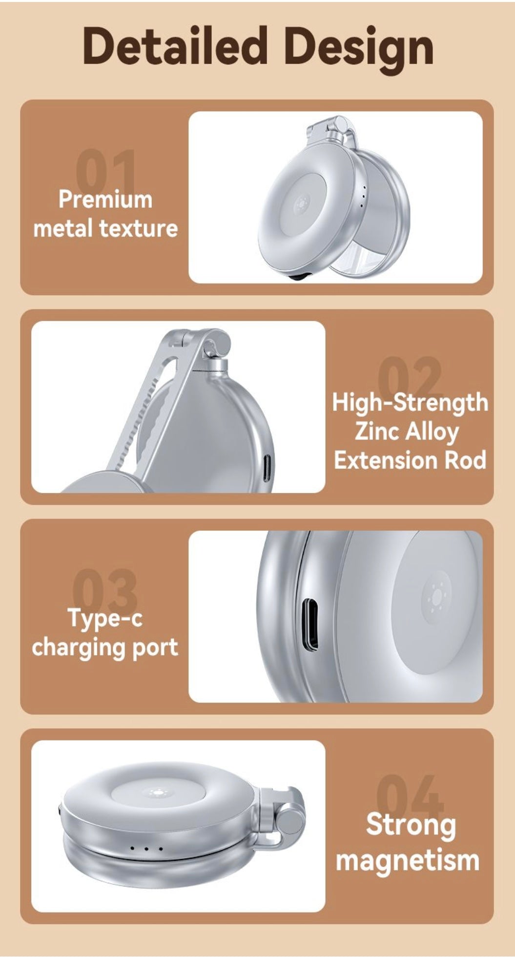 SMQ TELESIN Portable Beauty Magnetic Fill Light – Model S5 BGD 01 إضاءة مغناطيسية محمولة للموبايل من SMQ TELESIN – الموديل S5 BGD 01