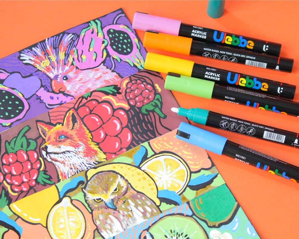 Ulebbe Acrylic Marker 36 Colors For Painting on All Surfaces || الوان اكريليك ماركر يوليبي ٣٦ لون للرسم على جميع الاسطح