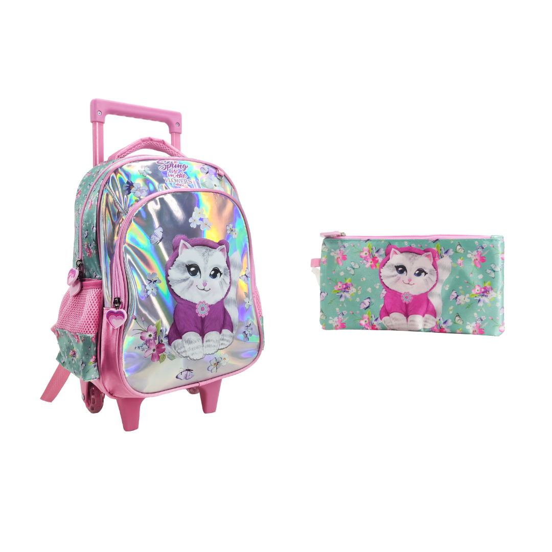 Kitty Cat Back to School Trolley Backpack Set 2 Pcs 13 Inch	مجموعة جنطة ترولي كيتي كات 2 قطع حجم كبير 13 انش