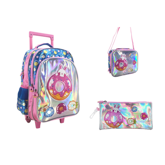 Bunny Back to School Trolley Backpack Set 3 Pcs 16 Inch || مجموعة جنطة ترولي ارنوب 3 قطع حجم كبير 16 انش