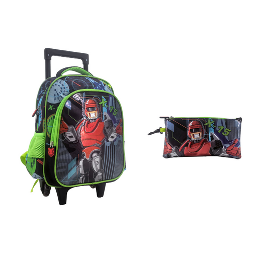 Cool Robot Back to School Trolley Backpack Set 2 Pcs 13 Inch || مجموعة جنطة ترولي الروبوت 2 قطع حجم كبير 13 انش