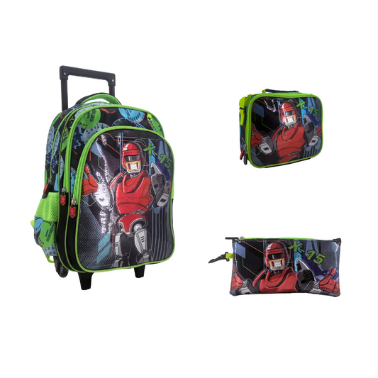 Cool Robot Back to School Trolley Backpack Set 3 Pcs 16 Inch || مجموعة جنطة ترولي الروبوت 3 قطع حجم كبير 16 انش