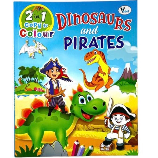 Copy to Color Dinosaurs and Pirates|| قصة اطفال الديناصورات والقراصنه انجليزي قابلة للتلوين