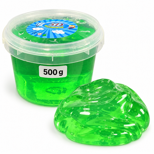 Clear Jelly Slime Bucket Green 500 g || سطل سلايم جيلي شفاف أخضر 500 جرام