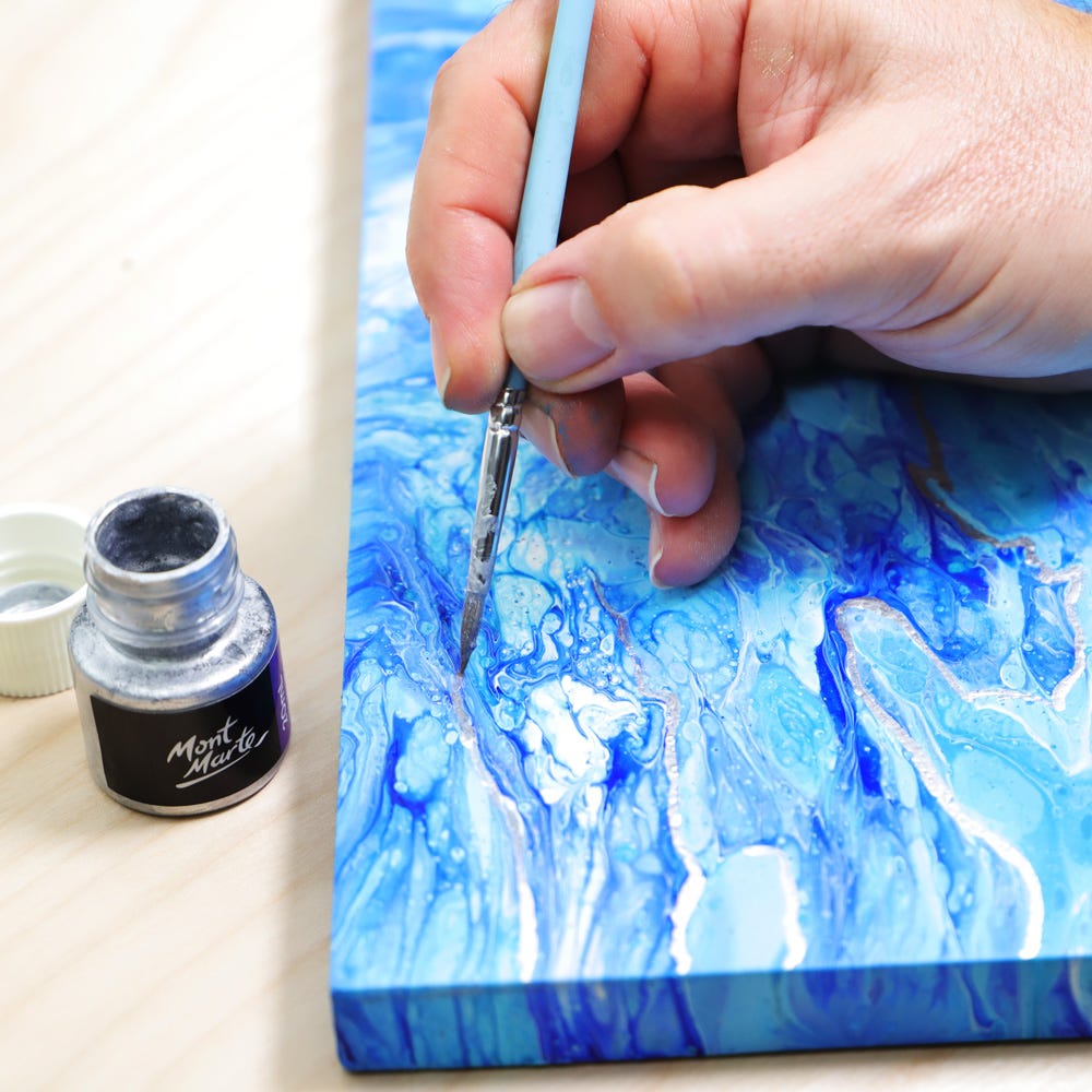 Mont Marte Silver Foil Paint Premium 20ml || ورق رسم فضي مذاب مونت مارت ٢٠ مل