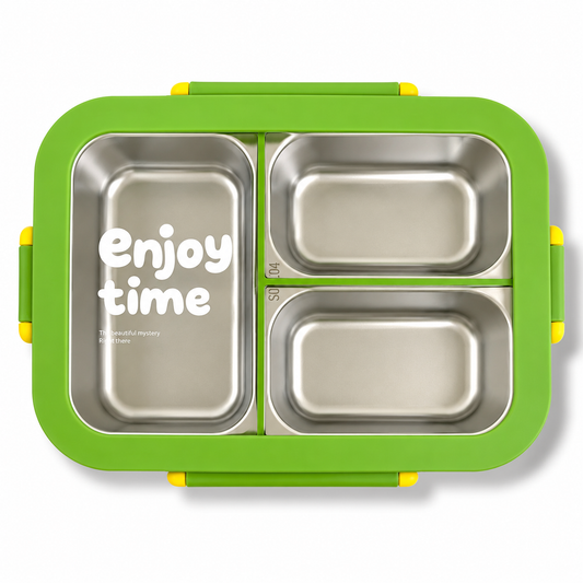 Lunch Box 3 Sections Green || لانش بوكس 3 اقسام ستيل اخضر