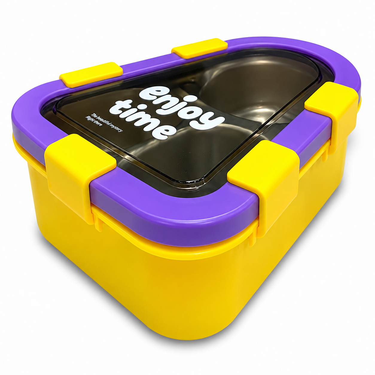 Lunch Box Stainless Steel Triangle 3 Sections Purple || لانش بوكس ستيل مثلث 3 اقسام بنفسجي