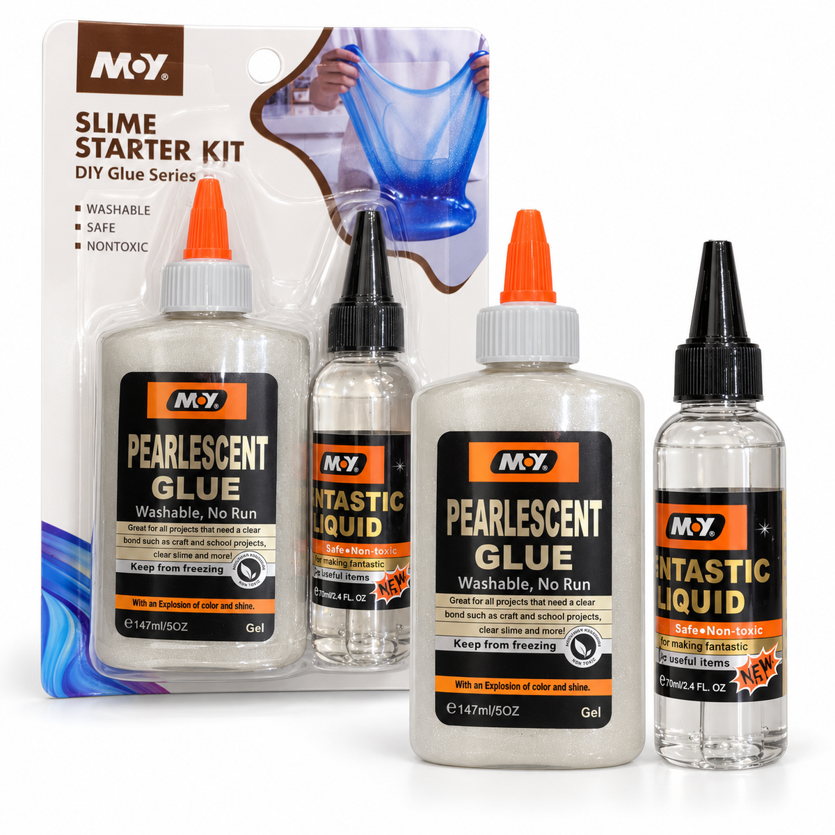 M&Y Slime Starter Kit White Pearlescent Glue || إم آند واي مجموعة سلايم للمبتدئين غراء لؤلؤي أبيض