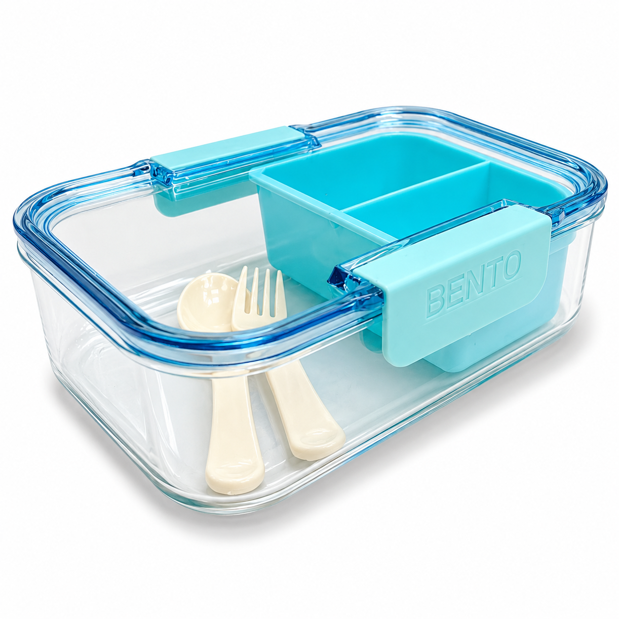 Lunch Box Transparent 3 Section Blue || لانش بوكس شفاف 3 اقسام ازرق