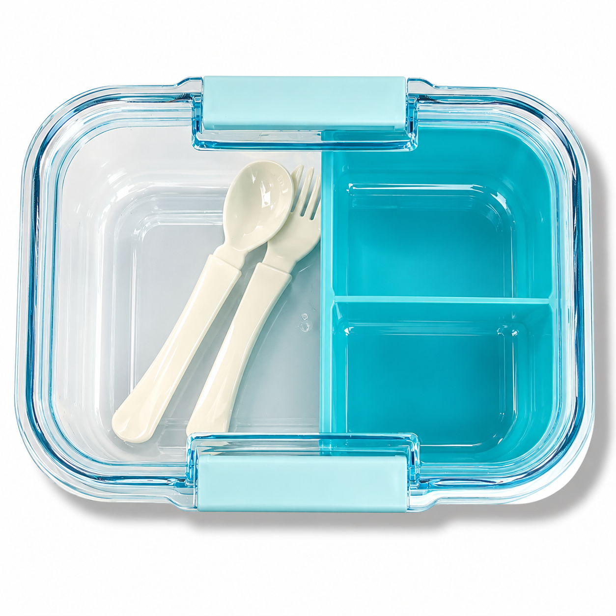 Lunch Box Transparent 3 Section Blue || لانش بوكس شفاف 3 اقسام ازرق